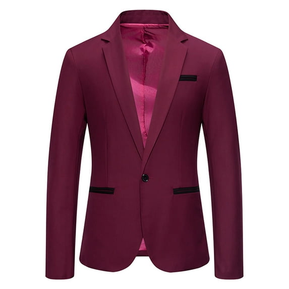 Nmnitkp Blazer High Quality Wrinkle Resistant Fabric Mens Suit Jackets Casual Button Slim Fit Blazers Classic Style Suit Separates Coat Sport Coats with Pockets for Wedding Prom Party