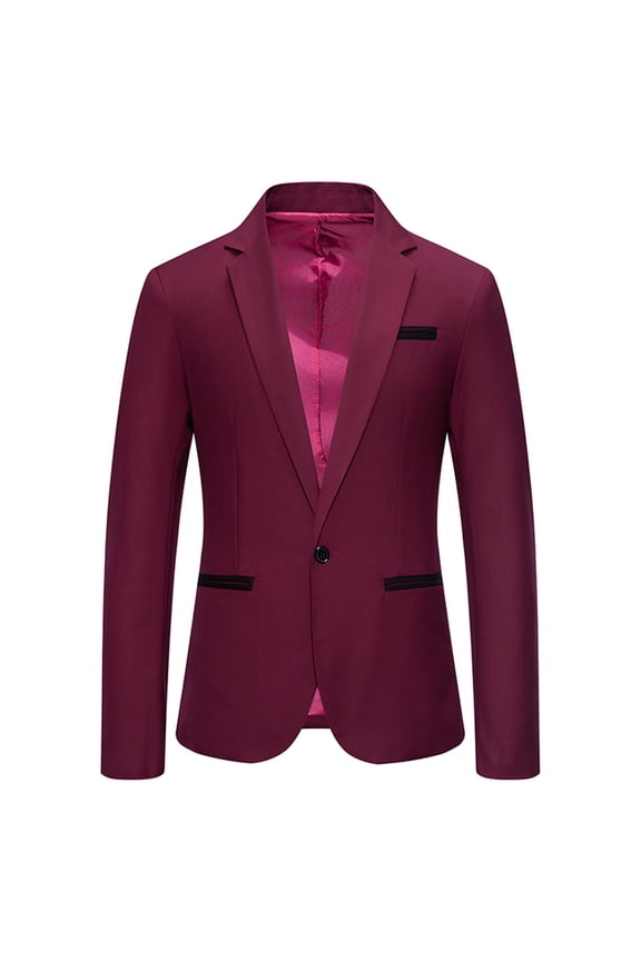 Blazer High Quality Wrinkle Resistant Fabric Mens Suit Jackets Casual Button Slim Fit Blazers Classic Style Suit Separates Coat Sport Coats with Pockets for Wedding Prom Party