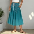 thumbnail image 1 of Nmnitkp Boho Maxi Skirt for Women Summer Floral Smocked High Waisted Skirts with Pockets Vacation A-Line Long Flowy Skirts Mint Green,XL, 1 of 5