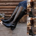 thumbnail image 1 of Nmnitkp Boots for Women - Fashionable Casual British Style Versatile, Leather Knee Length High Top Thick Soled Thick Heel Pointed Toe with Side Zipper Black,36, 1 of 7