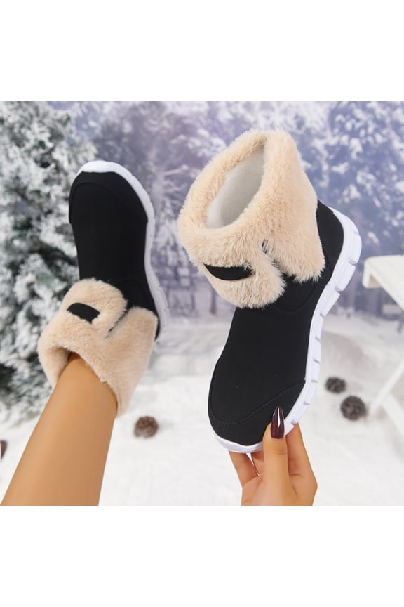 Boots for Women Versatile Cool Eye-Catching Warm Edge Large Size Fall And Winter Style Comfortable Height-Enhancing Thick-Soled Knee-High Snow Boots Black,40