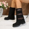 thumbnail image 1 of Nmnitkp Boots for Women Buckle Solid Color Large Size Fall And Winter Style Comfortable Heightened High Short Tube Fashion Boots Black,43, 1 of 9
