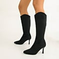 thumbnail image 1 of Nmnitkp Boots for Women Fashion Casual Winter Long Boots Pointed Toe Solid Color Back Zipper High Heel Knee-High Boots Black,40, 1 of 9