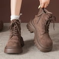 thumbnail image 1 of Nmnitkp Boots for Women Fashionable Winter Fashionable Boots Comfortable Shoes Thick Soled Casual Martin Boots Khaki,36, 1 of 9