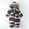 thumbnail image 1 of Nmnitkp Boys And Girls Winter Fashion Outdoor Children's Hooded Thick Warm Printed Ski Suit Ear Jumpsuit Black,4 Years, 1 of 9