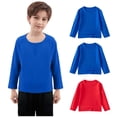 thumbnail image 1 of Nmnitkp Boys Long Sleeve Shirts Fashion Girls Long Sleeve Shirts Crew Neck Casual Boys Clothes High-Quality Fabric Cute Sweatshirts 3 Pack Blue,12 Months, 1 of 7