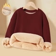 thumbnail image 1 of Nmnitkp Boys Sweatshirts Soft Girls Sweatshirt Winter Solid Color Adding Fleece For Warmth Long Sleeved Round Neck Hoodie Top For Kids Wine,7-8Years, 1 of 6