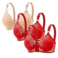 thumbnail image 1 of Nmnitkp Bras for Women Comfortable and Breathable Women's Plus Size Minimizer Unlined Wireless Lace Full Coverage Bras & High Quality Fabric Push Up Bras for Women Pack（1-4PC）, 1 of 2