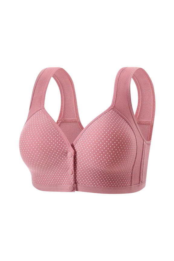Bras for Women Front Closure Wireless Bra Lace Trim Push Up Breathable Adjustable Straps Back Smoothing Plus Size Everyday Comfort Bra for All-Day Wear Hot Pink,S