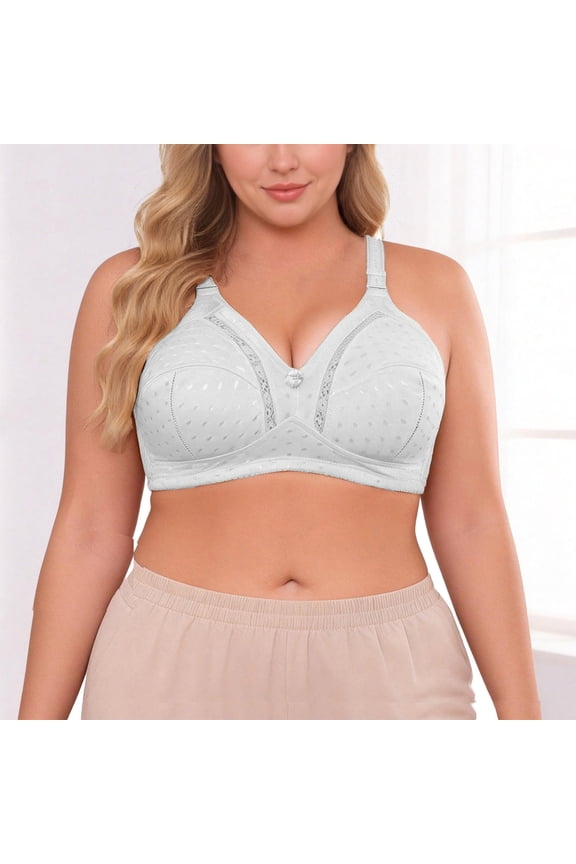 Bras for Women Plus Size Wireless Bra Ultra Thin Breathable Mesh Full Coverage Adjustable Straps Back Smoothing Everyday Comfort Bra for All-Day Wear White,4XL