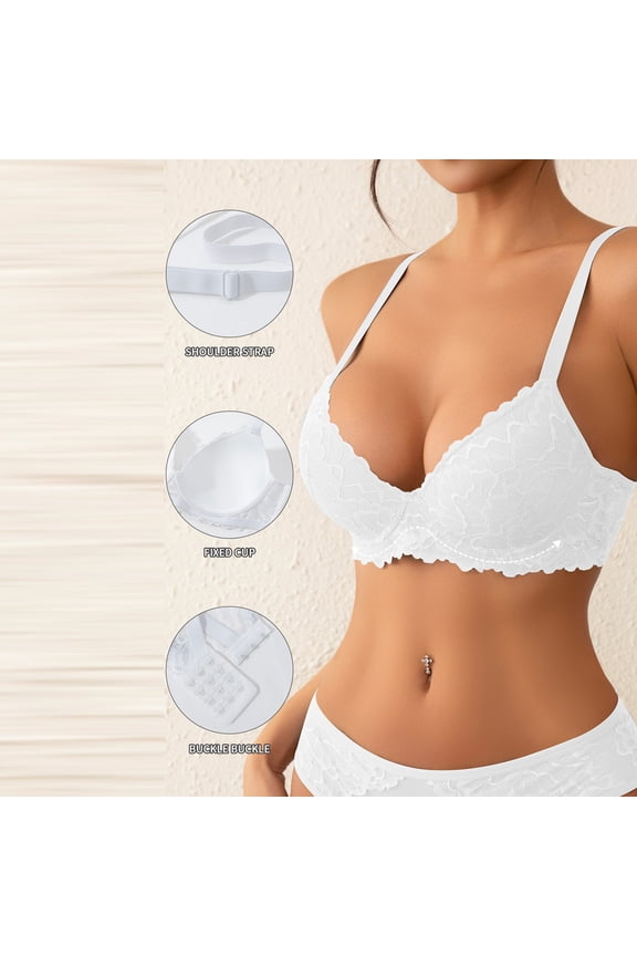 Bras for Women Underwire Push Up Bra Back Smoothing Seamless T-Shirt Bra Adjustable Straps Four-Row Back Closure Plus Size Everyday Comfort Bra for All-Day Wear White,L