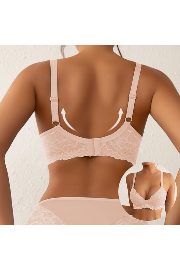 Bras for Women Underwire Push Up Bra Back Smoothing Seamless T-Shirt Bra Adjustable Straps Four-Row Back Closure Plus Size Everyday Comfort Bra for All-Day Wear Beige,S