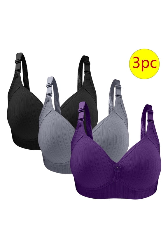 Bras for Women No Underwire Wireless Comfort Lift Push Up Bralettes for Women with Support and Bra Extender Bra & Soft and Skin Friendly Bras for Women Pack 3PC