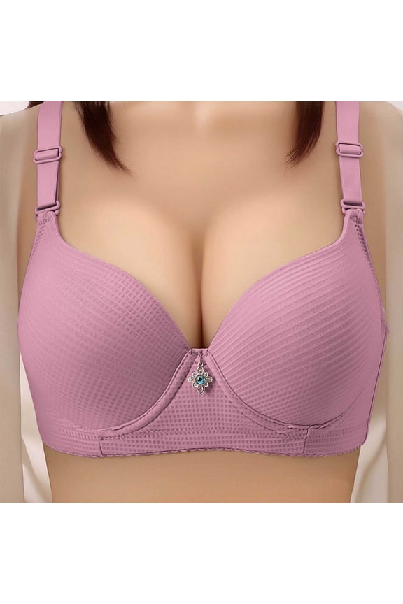 Bras for Women Wireless Lace Bra Thin Molded Cup 3D Support T-Shirt Bra Adjustable Straps Back Smoothing Everyday Comfort Bra for All-Day Wear Hot Pink,3XL