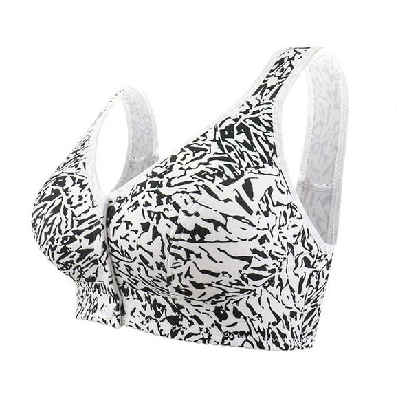 Nmnitkp Bras for Women Comfortable and Breathable Women's Front Closure Wirefree Post Surgery Plus Size Back Support Posture Bra Leopard Print