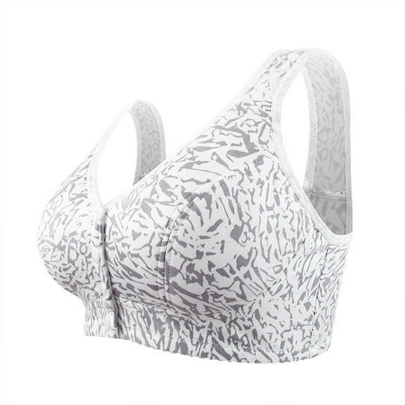 Nmnitkp Bras for Women Comfortable and Breathable Women's Front Closure Wirefree Post Surgery Plus Size Back Support Posture Bra Leopard Print