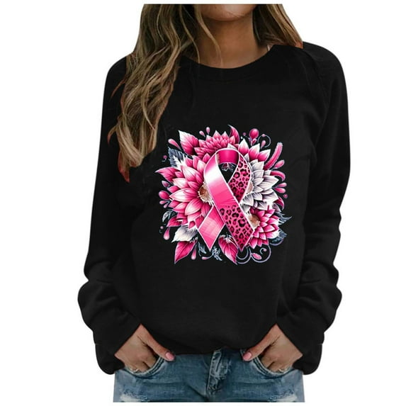 Nmnitkp Breast Cancer Awareness Sweatshirt Women In October We Wear Breast Cancer Print Breast Cancer Survivor Sweatshirt