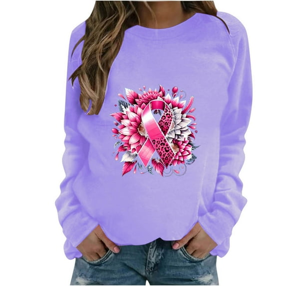 Nmnitkp Breast Cancer Awareness Sweatshirt Women In October We Wear Breast Cancer Print Breast Cancer Survivor Sweatshirt