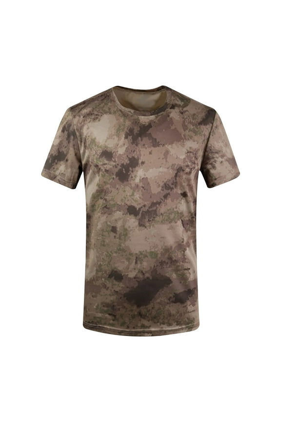 Camouflage T-shirt for Men Comfortable and Breathable Sun Shirts for Men Short Sleeve T-Shirt Fashionable and Cool Mens Shirts , Green Camo Mens T-shirts
