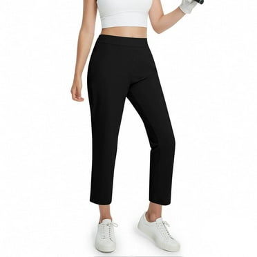 Nmnitkp Capri Pants Women Comfort Mid-Rise Slim-Fit Stretchy Cropped Tapered Leg Khaki Dress Pants Black,L