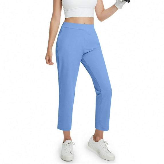 Nmnitkp Capri Pants Women Comfort Mid-Rise Slim-Fit Stretchy Cropped Tapered Leg Khaki Dress Pants Blue,S