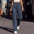 thumbnail image 1 of Nmnitkp Cargo Pants Women Unique Design Casual Solid Color Pants Straight Leg Cargo Casual Trousers With Pockets Navy,M, 1 of 7