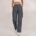 thumbnail image 1 of Nmnitkp Cargo Pants for Women Stretchy with Pockets High Waisted Baggy Wide Leg Y2K Lightweight Hiking Casual Streetwear Dark Gray,M, 1 of 9