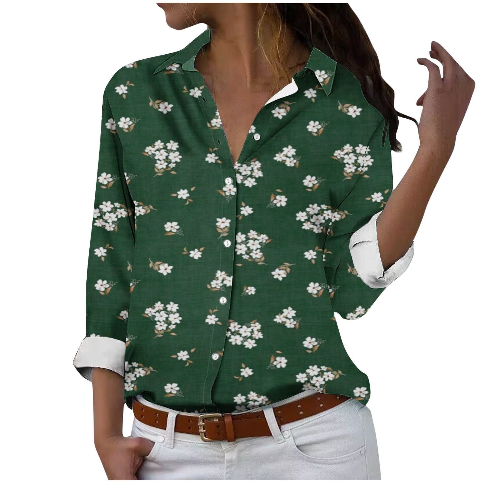 Limerose Women's Long Sleeve Lace Trim Tunic Tops Button