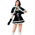 thumbnail image 1 of Nmnitkp Christmas Dresses for Women Solid Color Fashion Warm Halter Dress Suit with Cloak(1PC Skirt + Belt + Gloves + Hat + Neck Ornament), 1 of 1