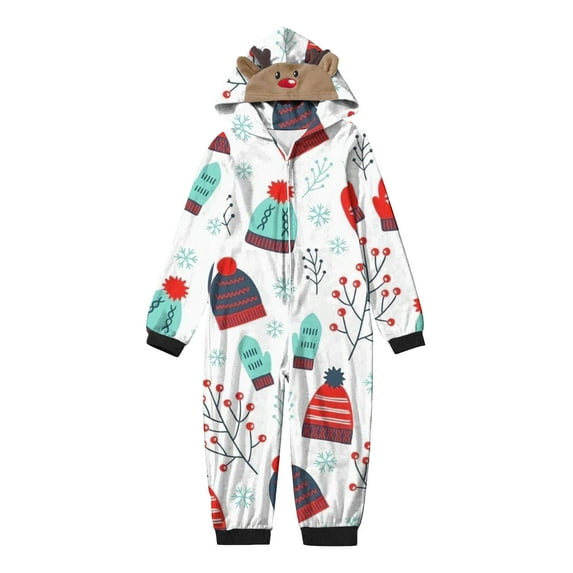 Nmnitkp Christmas Pajamas for Family Add Festive Atmosphere Matching Christmas Onesie Pajamas for Family, Hooded One Piece Vacation PJs, Cute Printed Holiday Loungewear