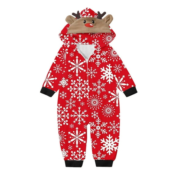 Nmnitkp Christmas Pajamas for Family Add Festive Atmosphere Matching Christmas Onesie Pajamas for Family, Hooded One Piece Vacation PJs, Cute Printed Holiday Loungewear