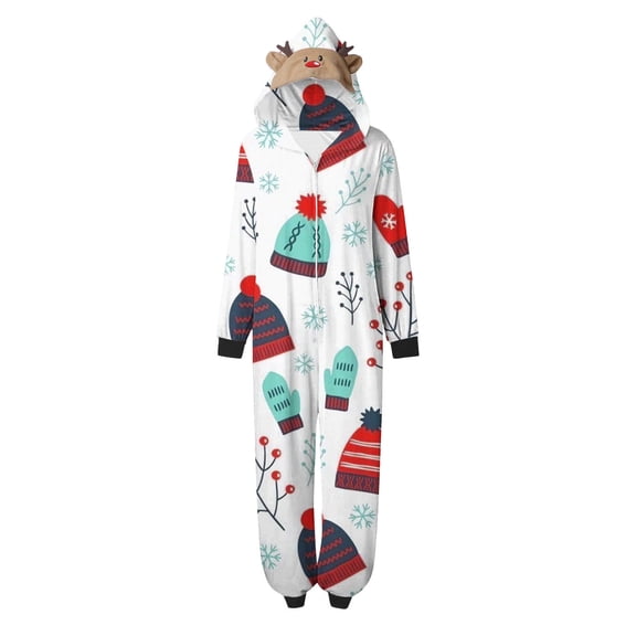 Nmnitkp Christmas Pajamas for Family Add Festive Atmosphere Matching Christmas Onesie Pajamas for Family, Hooded One Piece Vacation PJs, Cute Printed Holiday Loungewear