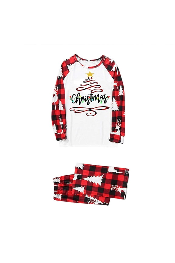 Christmas Pajamas for Family Add Festive Atmosphere Family Christmas Pajamas Matching Sets PJ's Sleepwear Printed Top and Plaid Pants with Pockets Family Christmas Pajamas Matching Sets