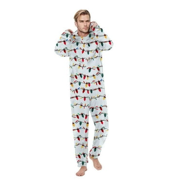 Nmnitkp Christmas Pajamas for Family Festive Atmosphere Christmas Family Pajamas Matching Set Xmas Holiday Zip Up One Piece PJs Hooded（Mens Pajamas Set）