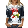 thumbnail image 1 of Nmnitkp Christmas Shirts for Women Soft and Comfortable Blouses for Women Dressy Casual Crew Neck 3/4 Length Sleeve Tops Summer Shirts Relaxed Fit Tee & Womens Tops(Plus Size), 1 of 4