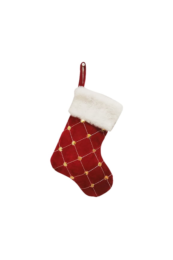 Christmas Stocking, 18.5 Inches Family Initial Xmas Stockings, Super Soft White Plush Cuff with Deluxe Red Velvet Body and Gold Letter & Stockings for Christmas Presents