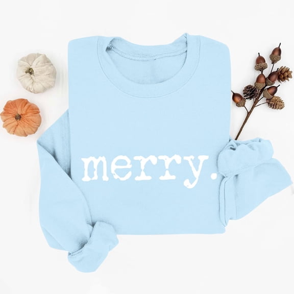 Nmnitkp Christmas Sweatshirts For Women Comfortable Long Sleeve Sweatshirts Fall Crew Neck Shirts Cute Graphic Tees Pullover Sky Blue,S