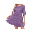 thumbnail image 1 of Nmnitkp Cocktail Dresses for Women Sequin Mini Dress, 3/4 Sleeve Crew Neck Tiered Ruffle Loose Fit Party Dress for Cocktail & Holiday Event Purple,2XL, 1 of 5