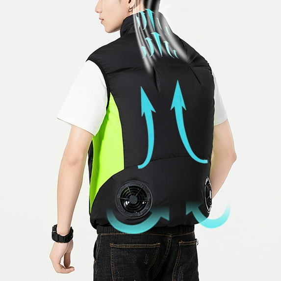 Nmnitkp Cooling Vest for Men and Women,2 USB Air Conditioning Fans,Water-resistant Surface Lightweight Quick Dry with UV Protection Plus Size(No Battery Pack) Black,4XL