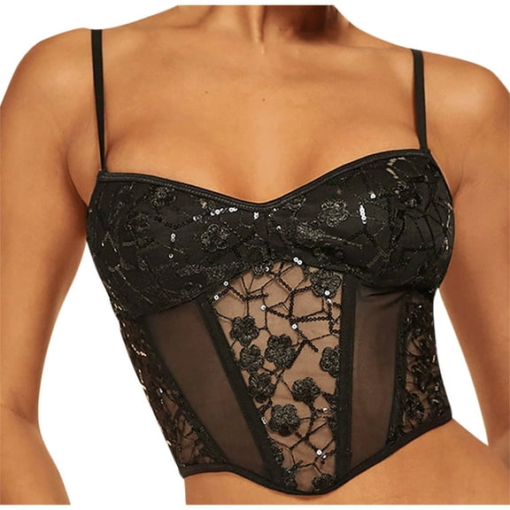 Nmnitkp Corset Top Slim Lace Bralette for Women V Neck Lingerie Camisoles with Underwired Racerback Adjustable Strap Crop Top & Show Nobility Corset