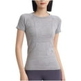 thumbnail image 1 of Nmnitkp Crop Workout Tops for Women Pack Summer Short Sleeve Gym Athletic Compression Shirts Cute Tight Basic Tops Tee Gray,L, 1 of 5