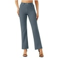 thumbnail image 1 of Nmnitkp Dress Pants Women Elastic fabric Women's Pants Solid Color Elastic Waist Work Office Straight Leg Casual Pants Gray,S, 1 of 8