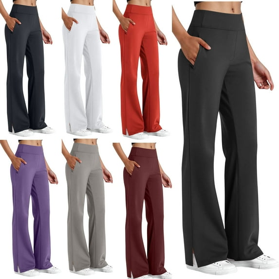 Nmnitkp Dress Pants Women High-Quality Fabric Women's Pants Sport Casual Solid Color Fashion Elastic Waist Button Pockect Yoga Pants Black,L