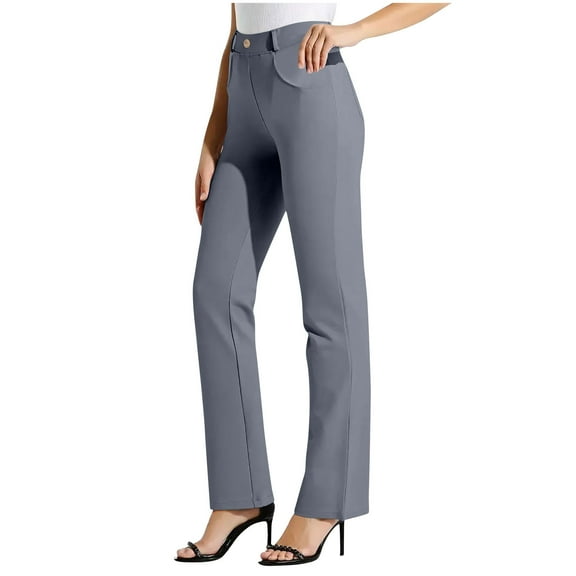 Nmnitkp Dress Pants Women Stretchy Business Casual Work Pants Straight Leg Slacks for Office Dark Gray,S