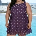 thumbnail image 1 of Nmnitkp Dresses for Women Plus Size Polka Dot Chiffon Mini Dress, Sleeveless Crew Neck Ruffled Hem Flowy Beach Cover Up for Pool Party & Vacation Dresses Purple,4XL, 1 of 7
