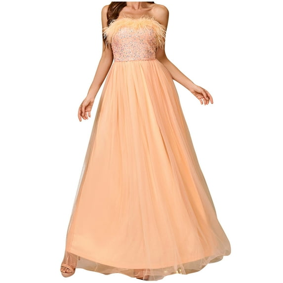 Nmnitkp Dresses for Women Beautiful and Bright Women's Round Neck Ruffles Sleeves Pleated Loose Lace High Low Plus Size Formal Wedding Guest Dresses