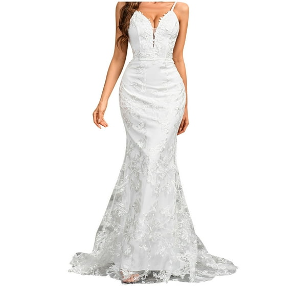 Nmnitkp Dresses for Women Beautiful and Bright Women's Round Neck Ruffles Sleeves Pleated Loose Lace High Low Plus Size Formal Wedding Guest Dresses