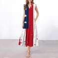 thumbnail image 1 of Nmnitkp Dresses for Women Independence Day print Fashion Casual Printed V-Neck Pullover Sleeveless Pleated Irregular Dress Blue,2XL, 1 of 7