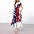 thumbnail image 1 of Nmnitkp Dresses for Women Independence Day print Fashion Casual Printed V-Neck Pullover Sleeveless Pleated Irregular Dress Blue,XL, 1 of 7