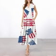 thumbnail image 1 of Nmnitkp Dresses for Women Independence Day print Fashion Women's Casual Printed V-Neck Pullover Sleeveless Pleated Irregular Dress Blue,2XL, 1 of 7